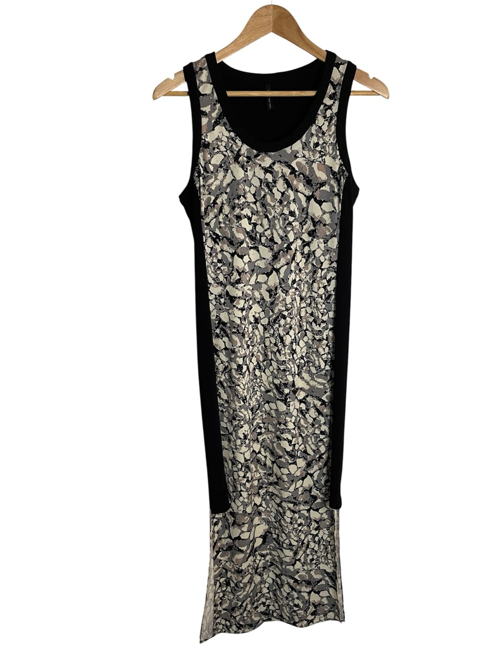 Marc New York Black and Cream Abstract Panel Maxi Dress Size Medium